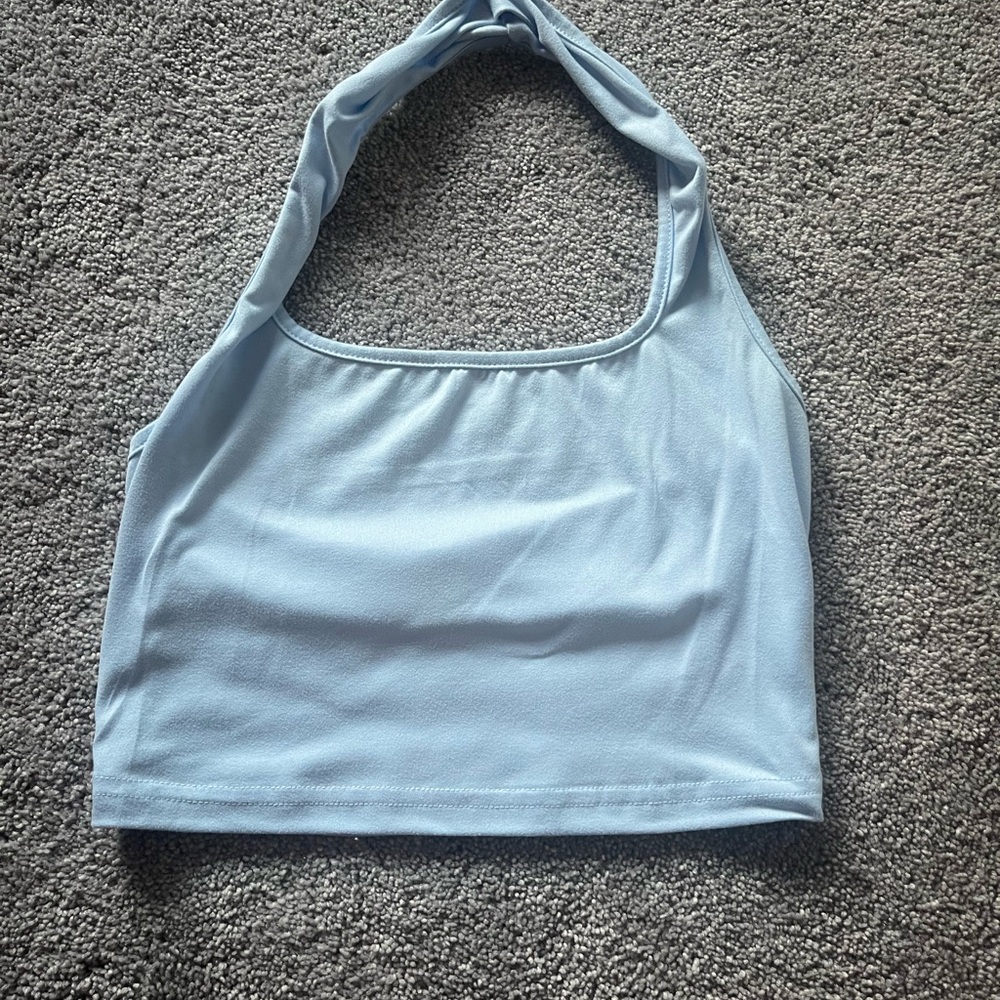 SHEIN Sky Blue Halter Tank Top